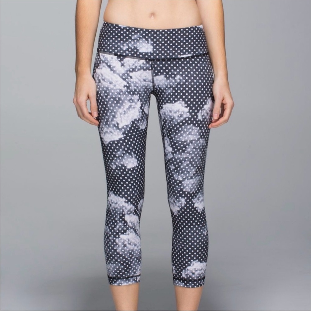 Lululemon Athletica Black and White floral Capris